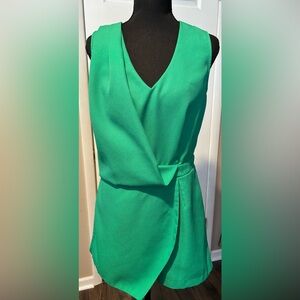 Skies Are Blue Green Sleeveless Wrap Romper